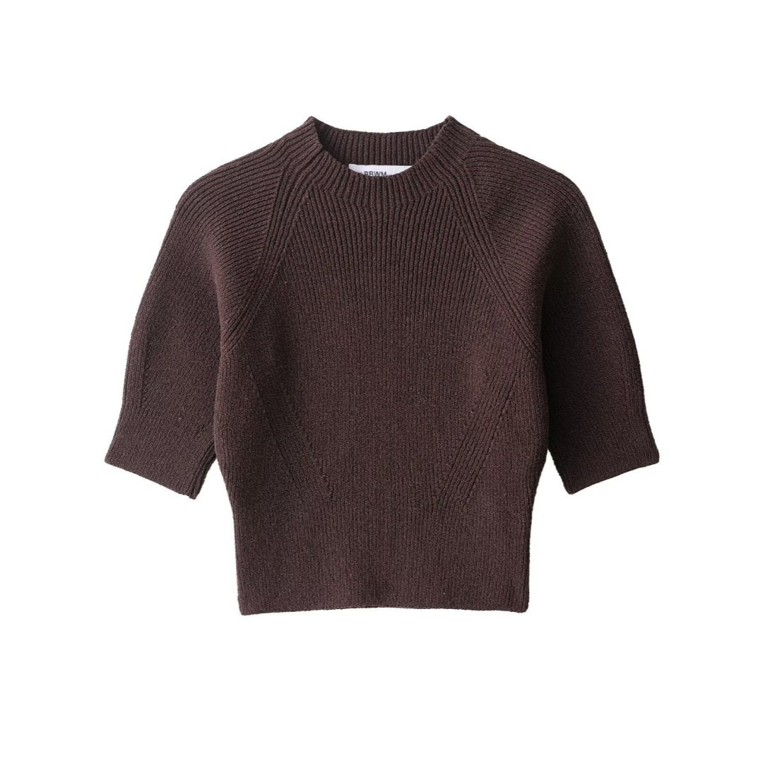 Brown sweater with short sleeves on a white background