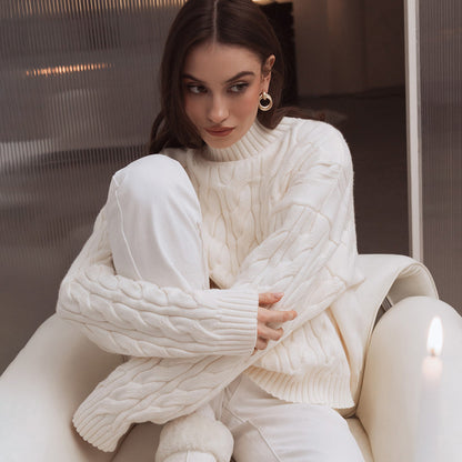 Kensington Mock-Neck Cable-Knit Jumper