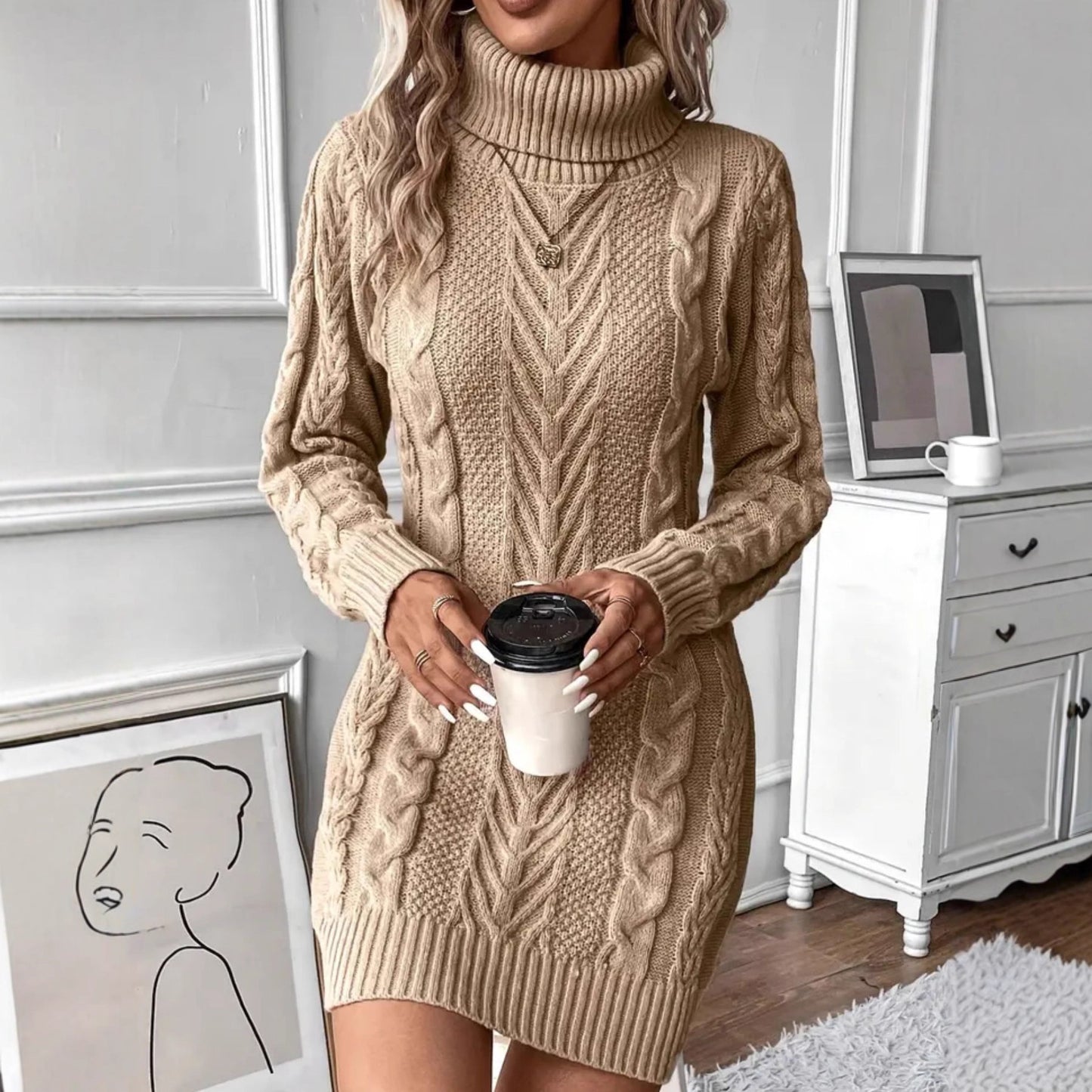 Chelsea Twist High-Neck Midi Dress