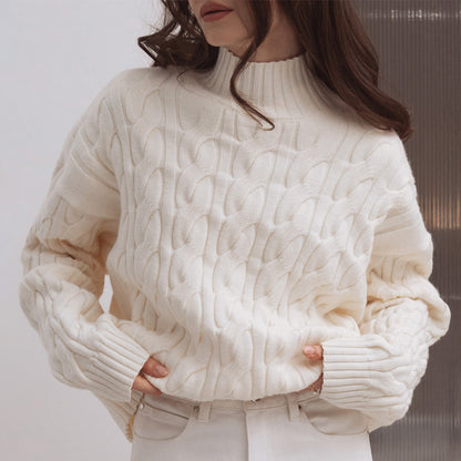 Kensington Mock-Neck Cable-Knit Jumper